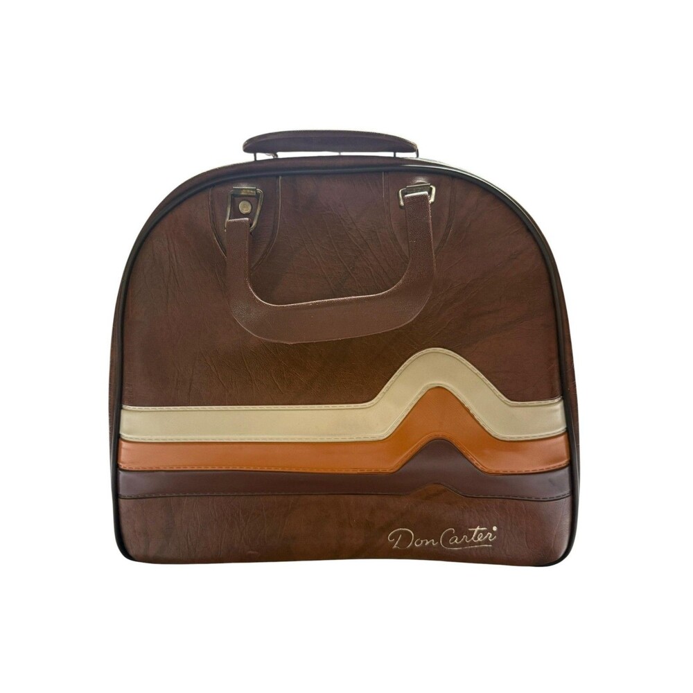 Vintage Don Carter Bowling Bag Retro Brown Orange Cream Carry Case